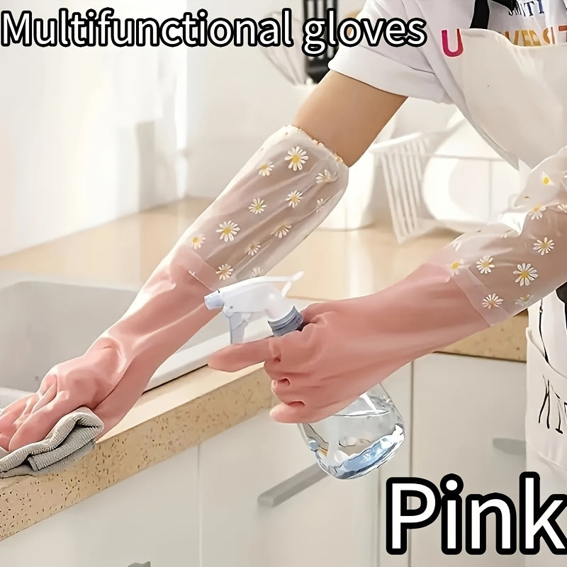 Guantes de cocina antideslizantes con textura para cocina, mangas largas, de PVC resistente para cocinar y limpiar