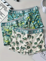 Men's Breathable Stretch Boxer Briefs with Fun Prints and Contrast Binding