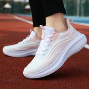 ayollarga mo‘ljallangan nafas oladigan, yengil yugurish krossovkalar, kundalik sport poyabzali, pushti va oq