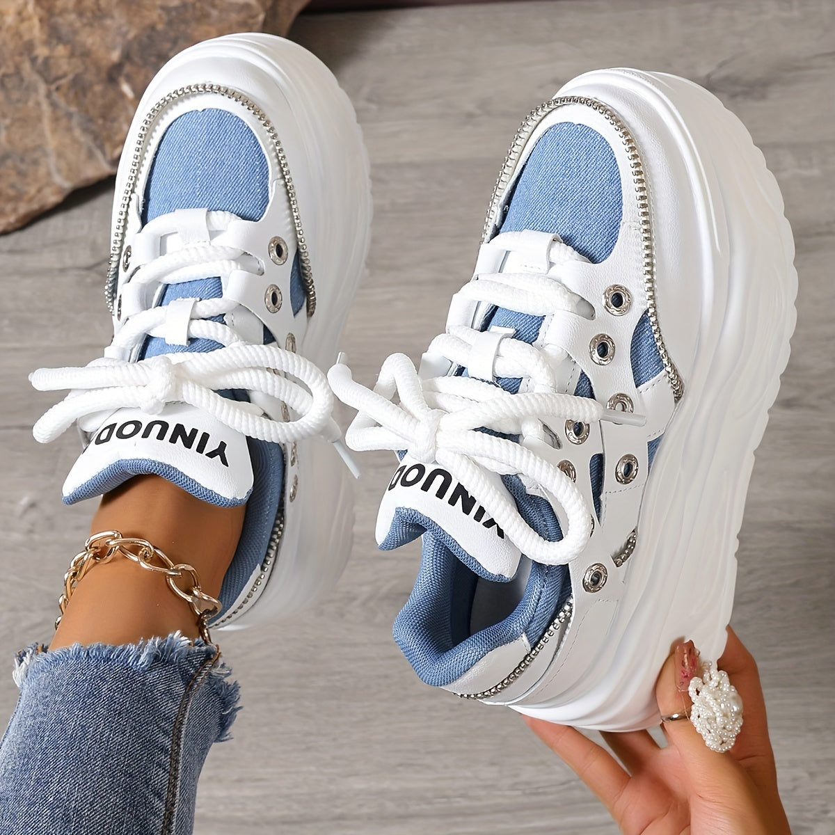 Women's Fashion Sneakers High-Top Lace-Up Thick Sole Casual Shoes