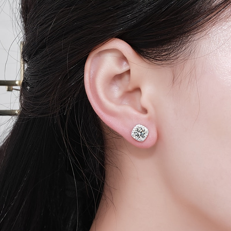 Moissanite Heart Stud Earrings 0.5-3ct Sterling Silver Wedding Birthday Jewelry for Women Men