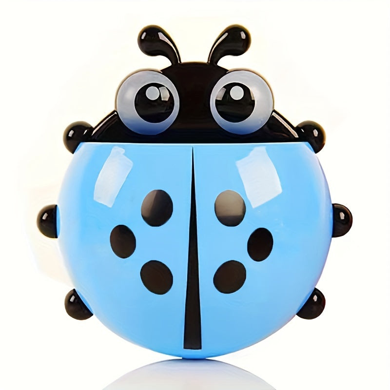Porta cepillos de dientes de plástico Ladybug con soporte de ventosa, estante de almacenamiento para baño sin taladro