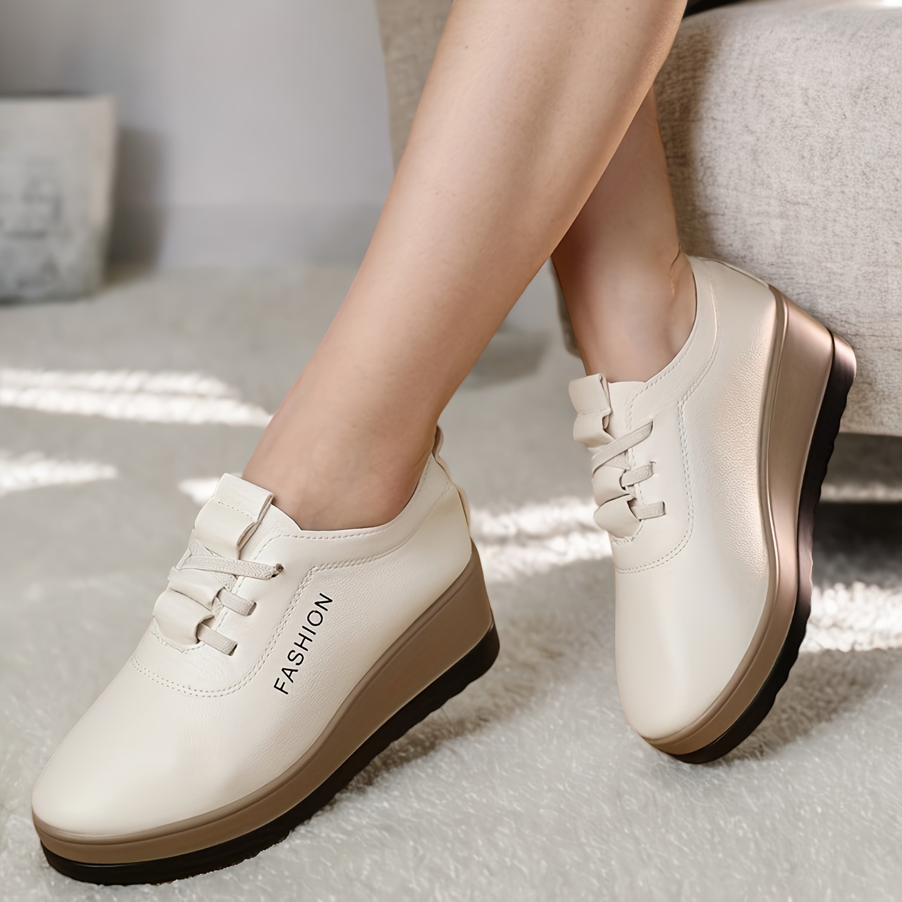 Women Slip-On Platform Loafers with Anti-Slip Sole Casual Work Shoes