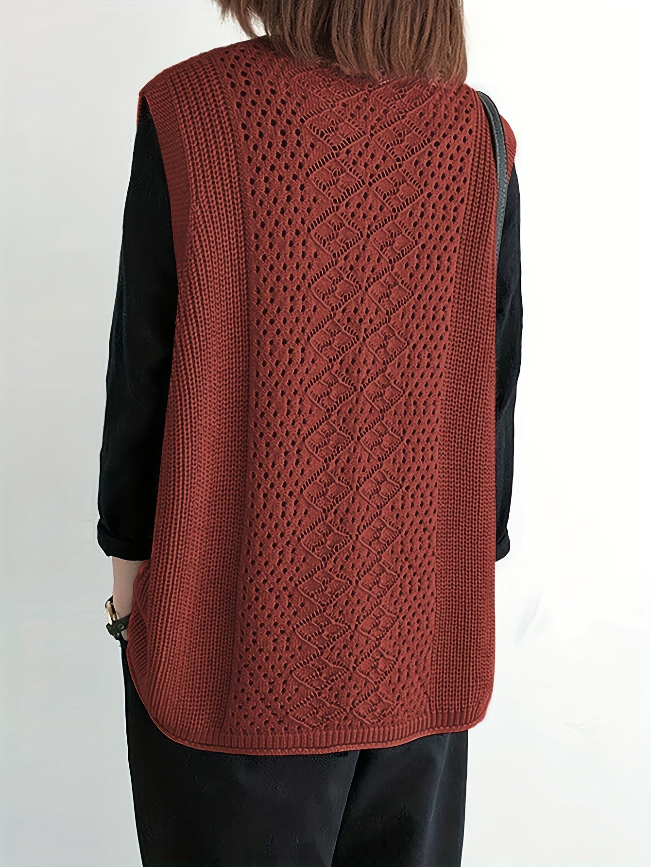 Women's Spring Autumn Solid Color Sleeveless Sweater Outerwear