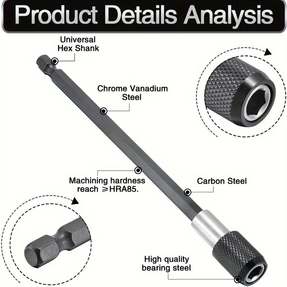Destornillador universal de acero cromo vanadio con adaptador hexagonal de extensión 3 en 1