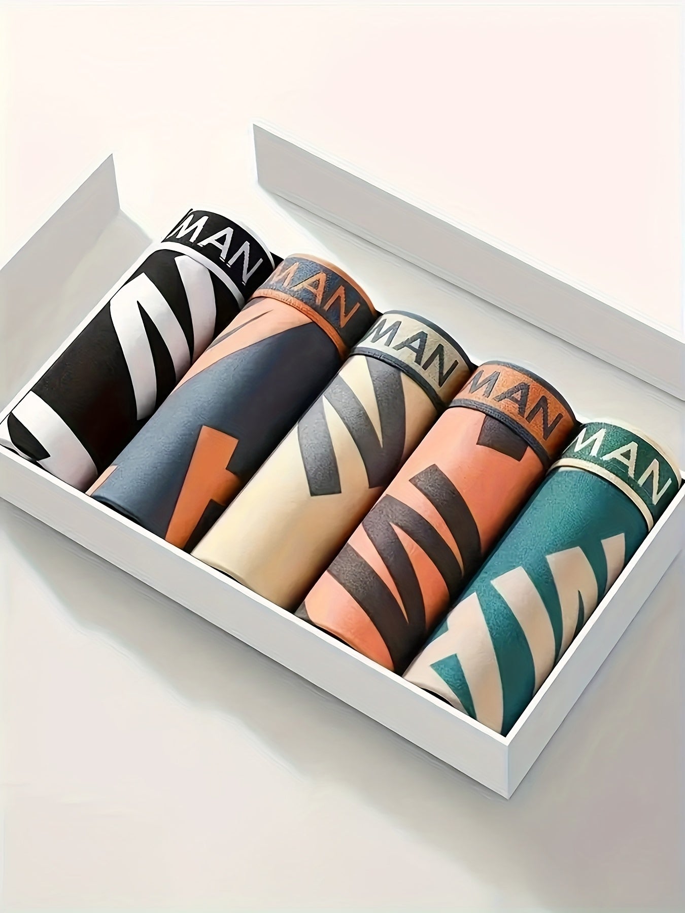 Men's Boxer Briefs Moisture-Wicking Polyester Blend Letter Pattern Elastic Waist Regular Fit