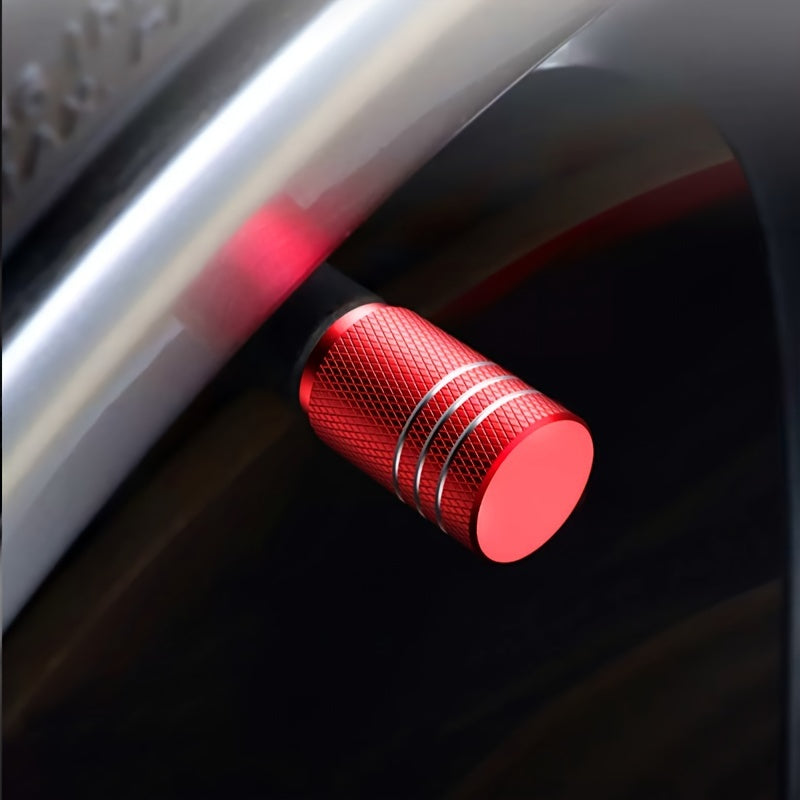 4 Piezas de tapas de válvula de neumático de metal para coches, cubiertas protectoras rojas y doradas