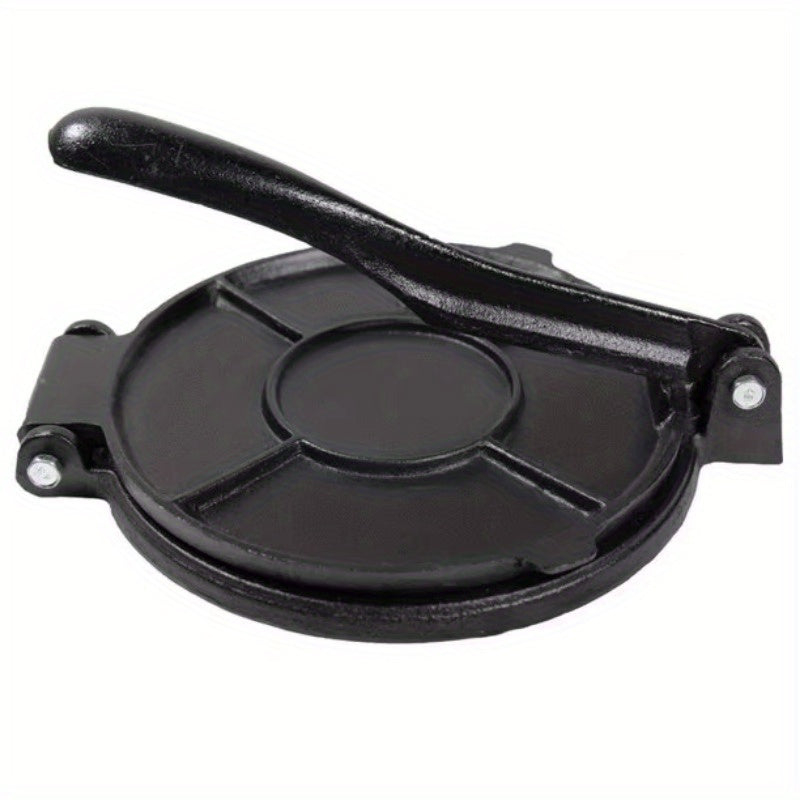 Happiness Pre-Seasoned Cast Iron Tortilla Press, zanglamaydigan po'latdan yasalgan ikki tomonlama pishirish yuzasi va oson saqlash uchun buklanuvchi tutqich bilan; Uy va ochiq havoda foydalanish uchun ideal