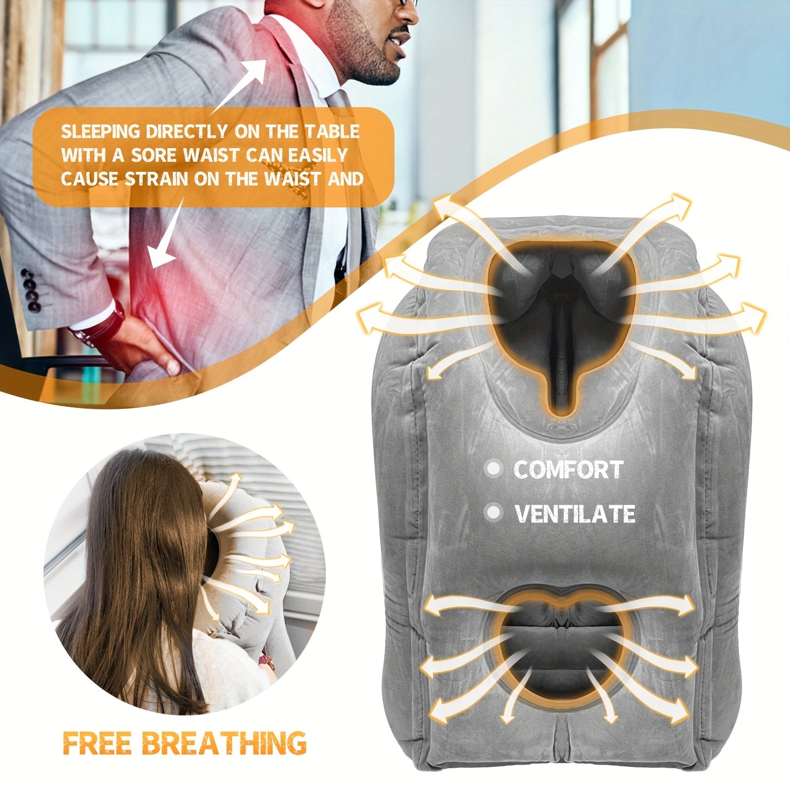 Inflatable Travel Pillow with Patented Valve for Neck Support for Flights and Travel