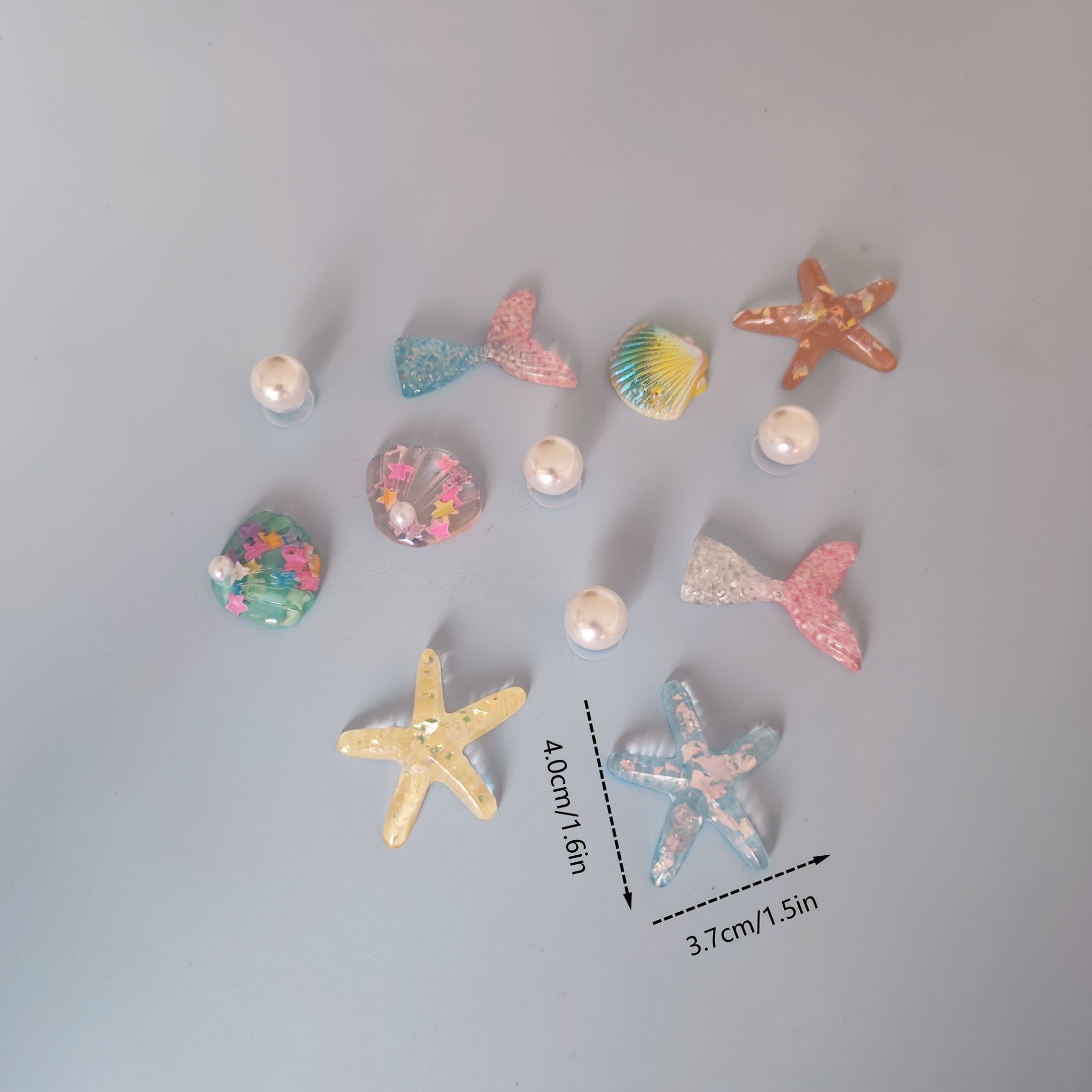 12 штук украшений для обуви в виде морских звезд и ракушек, имитация хвоста русалки