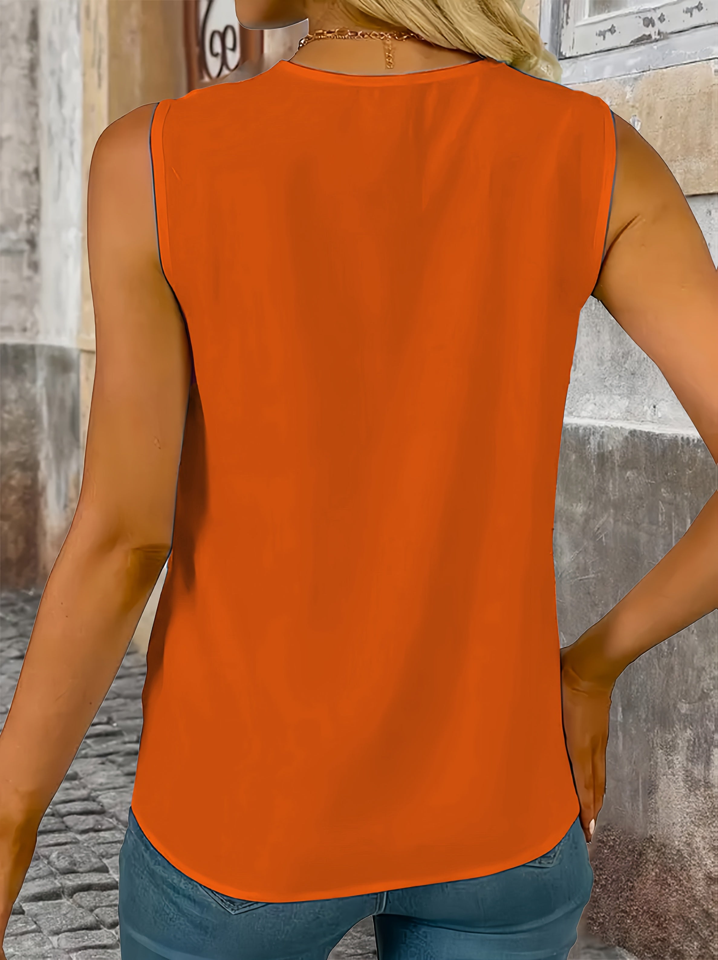 Plus Size Women's V-Neck Sleeveless Ruched Top Casual Summer Top Solid Color