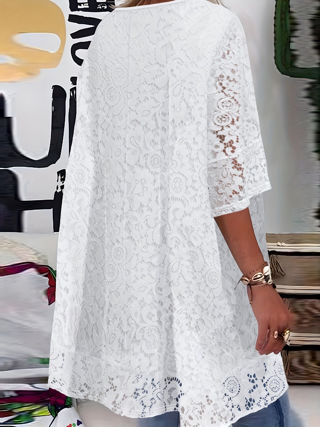 Plus Size Lace T-Shirt with Bell Sleeves Women's Fashion