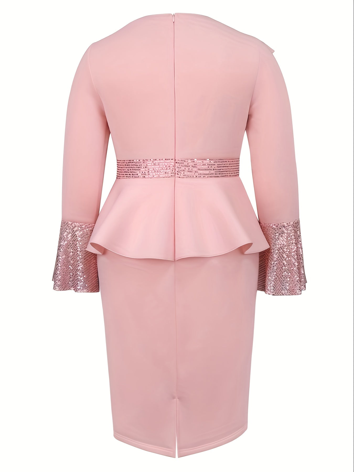 Ayollar uchun sequin ruffle bell sleeve partiy kiyimi polyester aralashmasi kechki kiyim