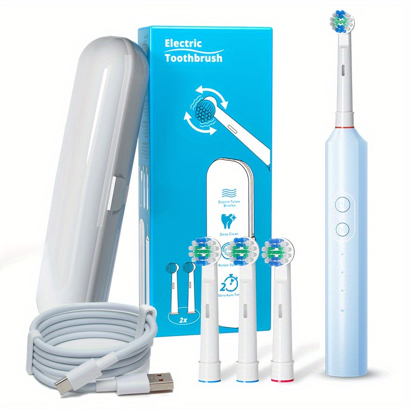 Adult Electric Toothbrush Set With 4 Brush Heads, Smart Timer, 3 Modes