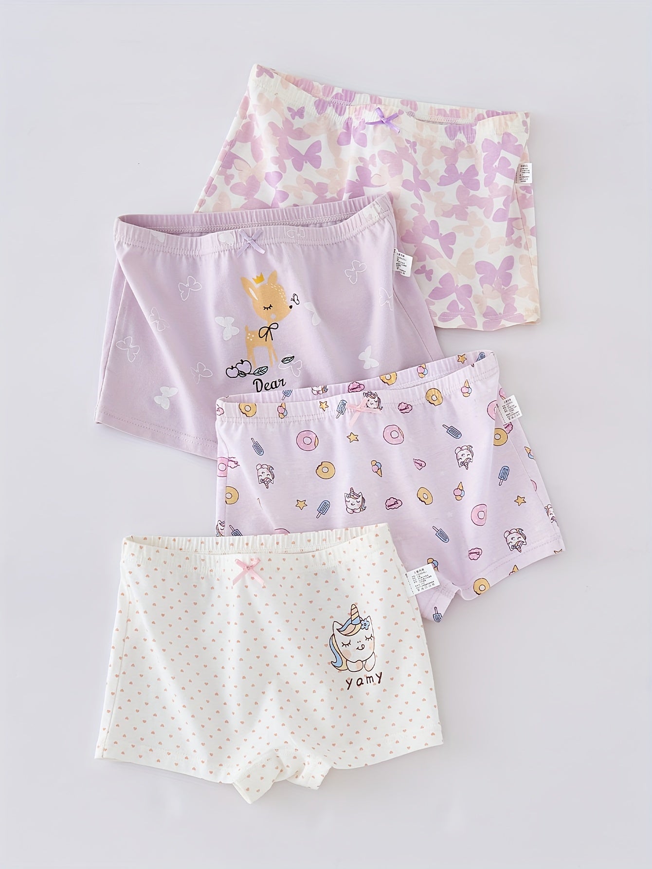 Girls Cotton Blend Boxer Briefs with Cartoon Deer Print Breathable Comfortable All-Season