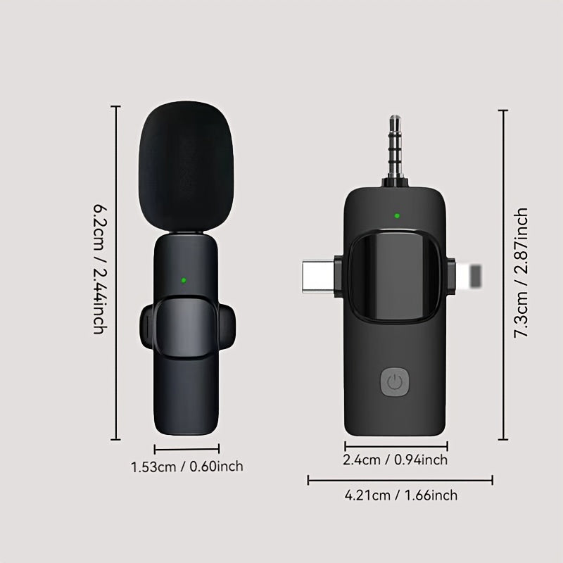 Wireless Lavalier Microphone for Mobile Phones Cameras and Computers 3-in-1 Wireless Condenser for Interviews Podcasts Vlogs