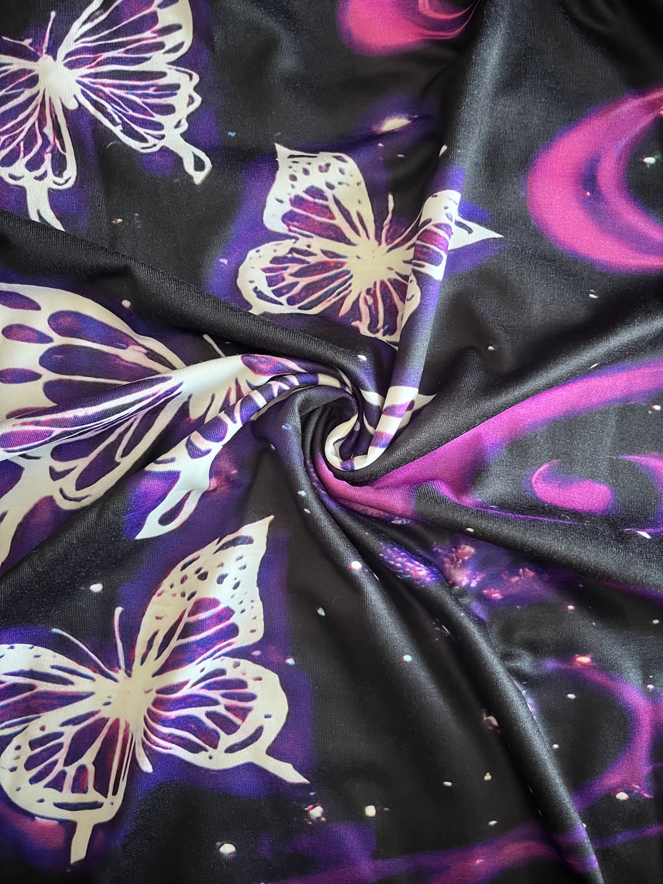 Толстовка с принтом бабочки для полных женщин, с длинными рукавами и капюшоном, на шнурке