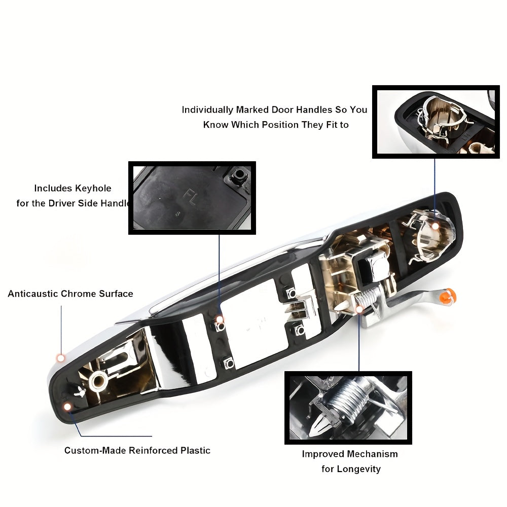 4pcs Black Exterior Car Door Handles Replacement for SUV Front and Rear