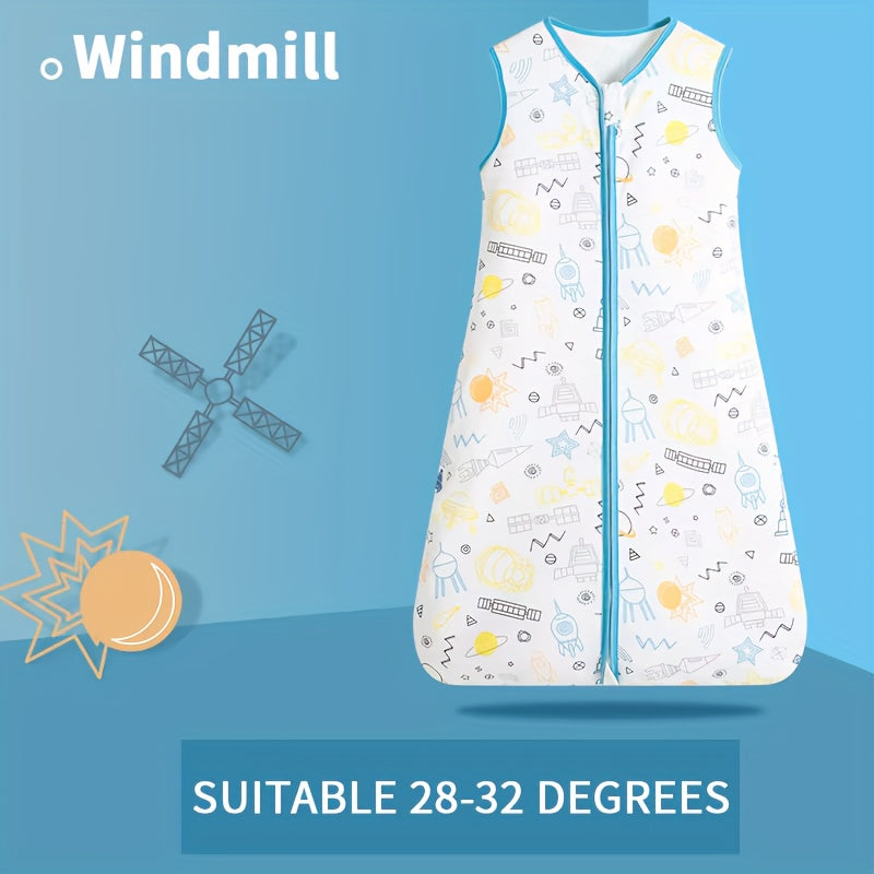 Children's Summer Sleeping Bag Sleeveless Cartoon Design Double Zippers
