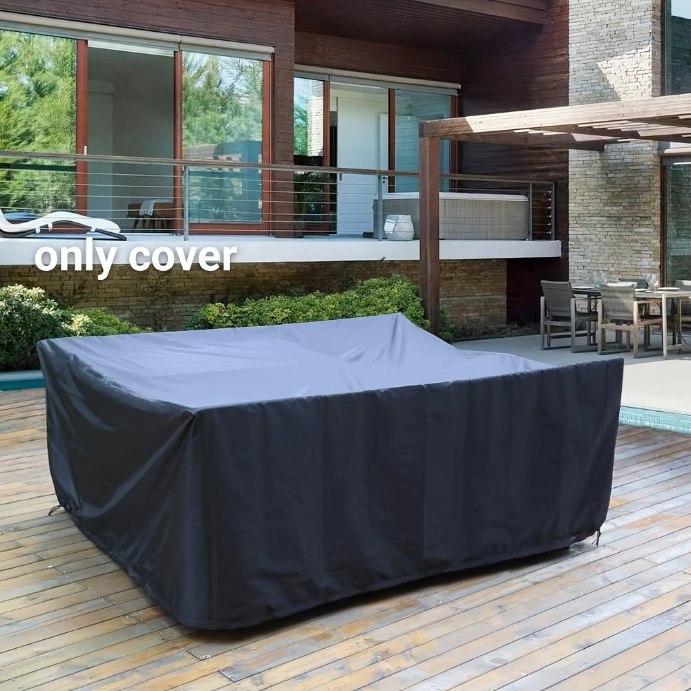 Heavy Duty Black Outdoor Table Cover 210D Oxford Fabric Waterproof Patio Furniture Protector