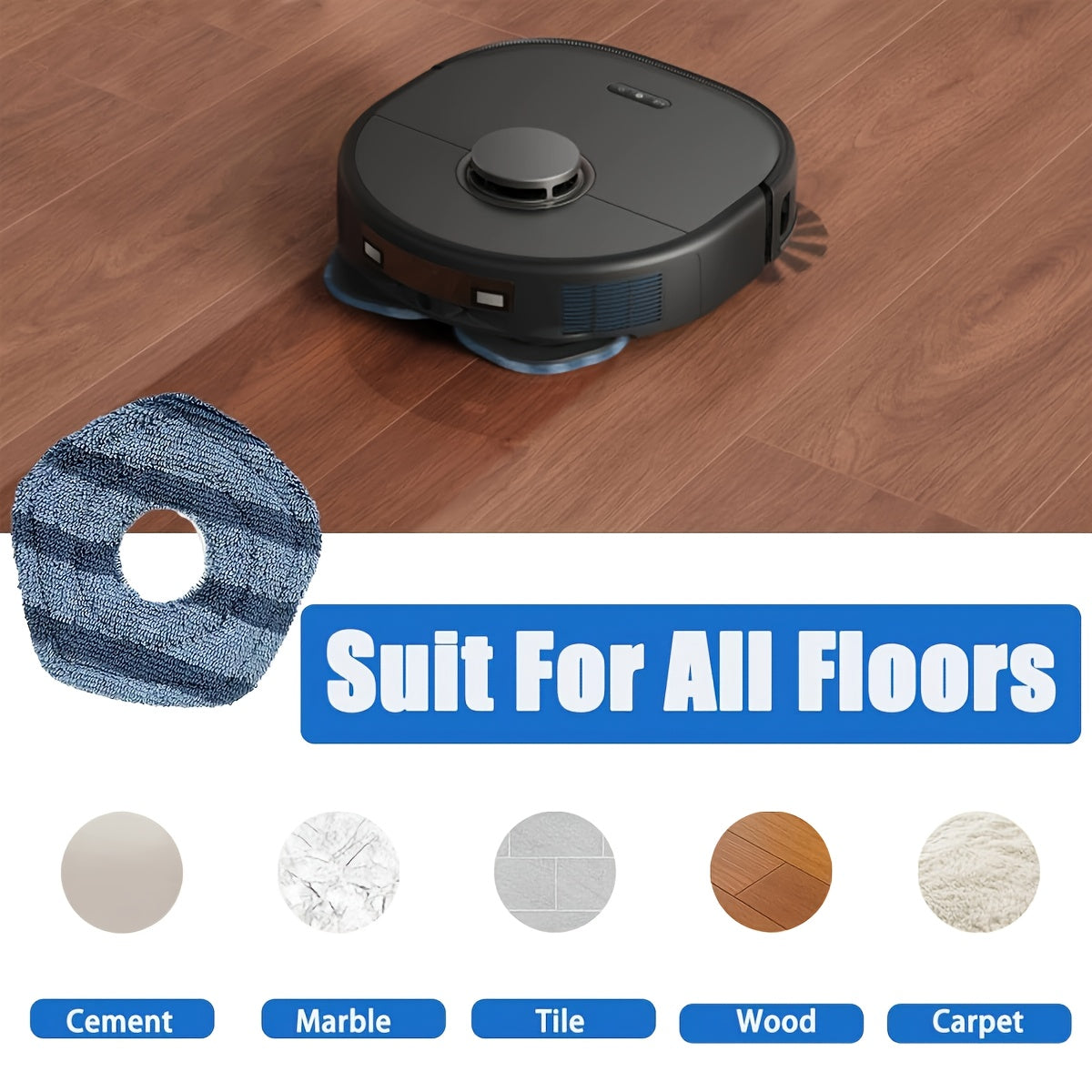 Set of 4 Replacement Vacuum Mop Pads for Robot Cleaners with Clothes