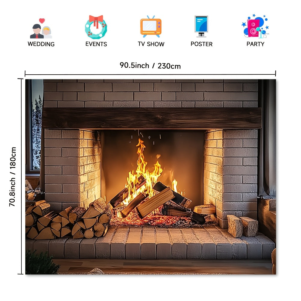 Multi-Functional Fireplace Backdrop for Festivals and Holiday Photos