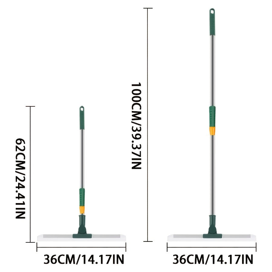 Escoba de silicona con mango extendido, cabezal giratorio, ecológica, versátil