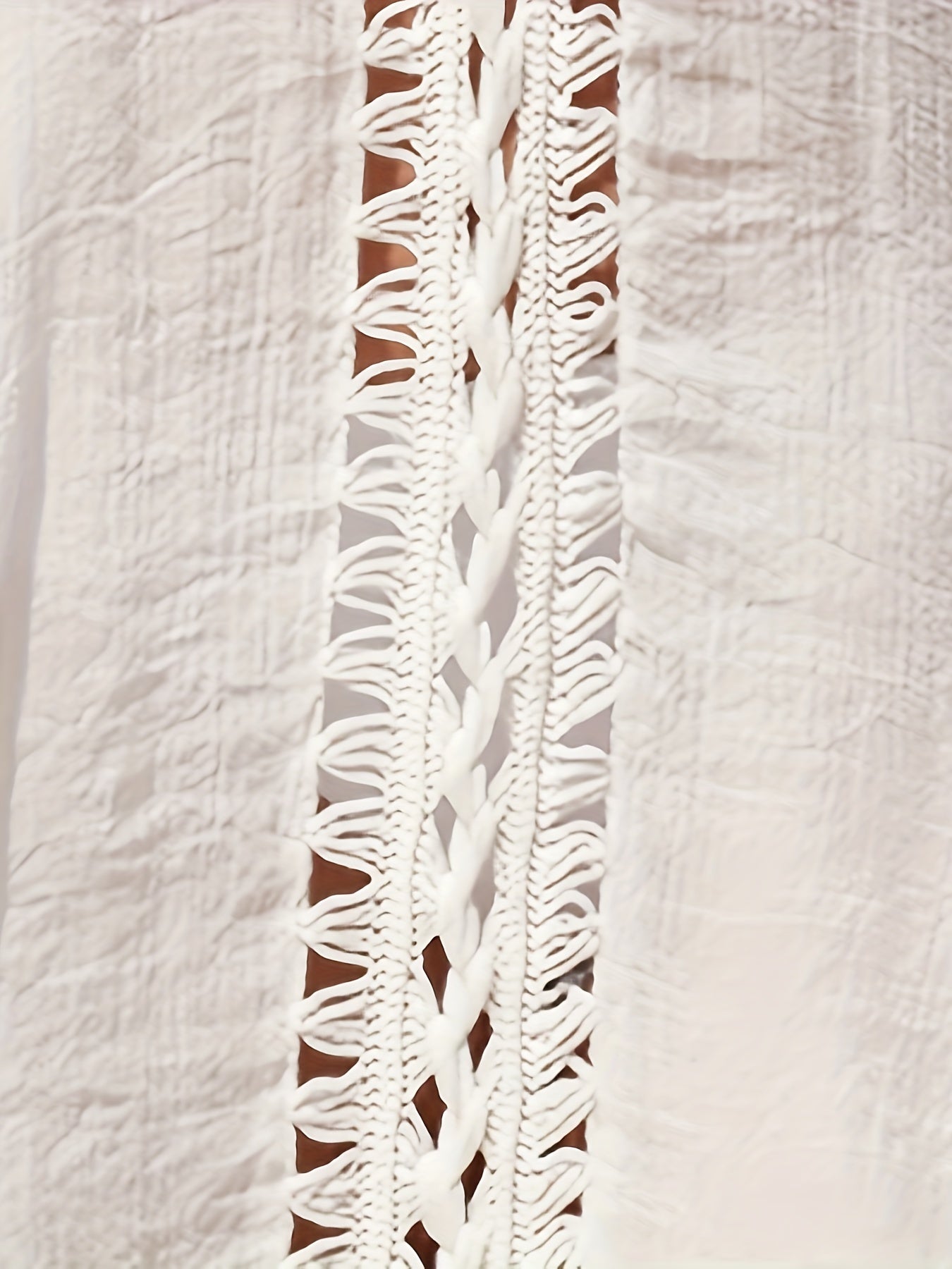 Women's Solid Color V Neck Crochet Trim Cover Up Dress for Beach Holiday