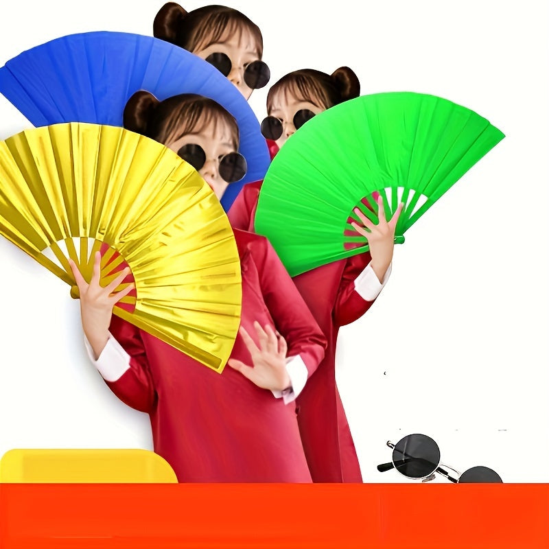 Foldable Nylon Cloth Fan for Dance Martial Arts Performance Non-Skid Grip