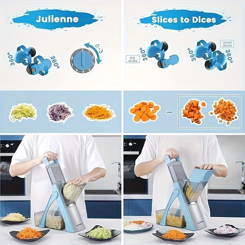 Stainless Steel Mandoline Slicer with Adjustable Thickness and Julienne Blade