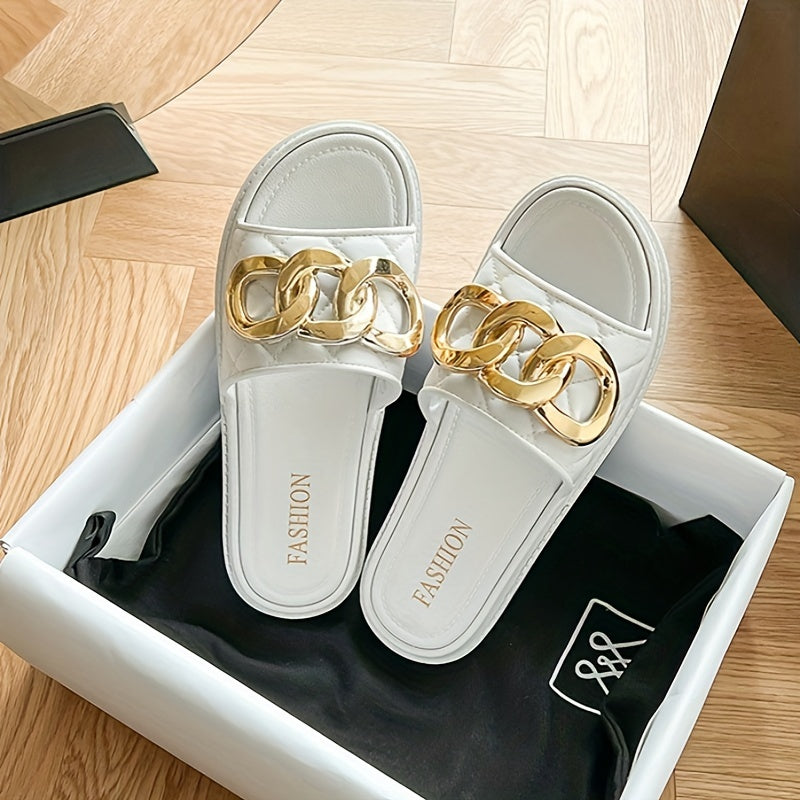 Women's Quilted Slip-On Slides Casual Soft Sole Beach Sandals