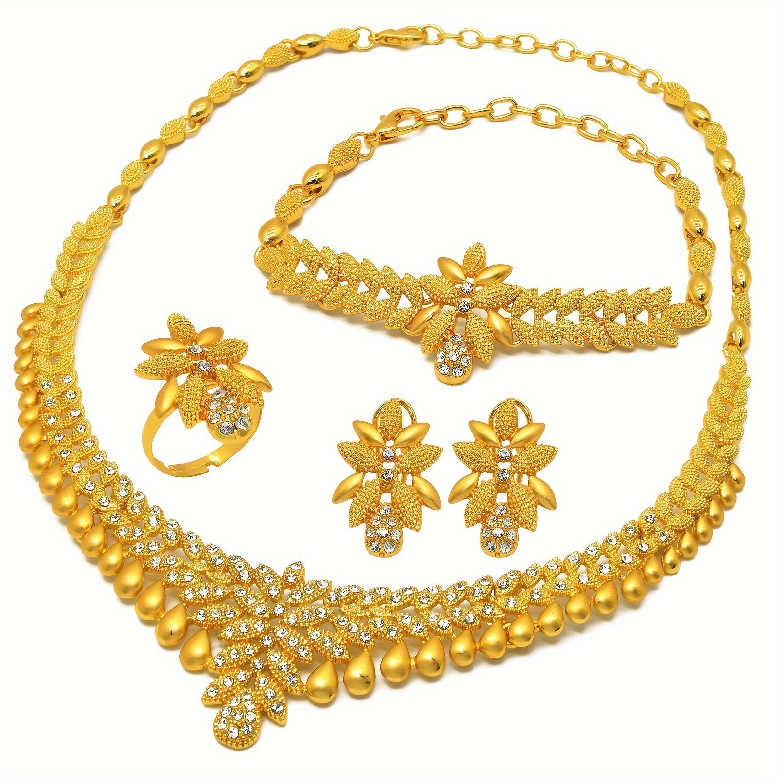 Conjunto de joyería con diseño de gota de cristal para fiesta nupcial compromiso boda