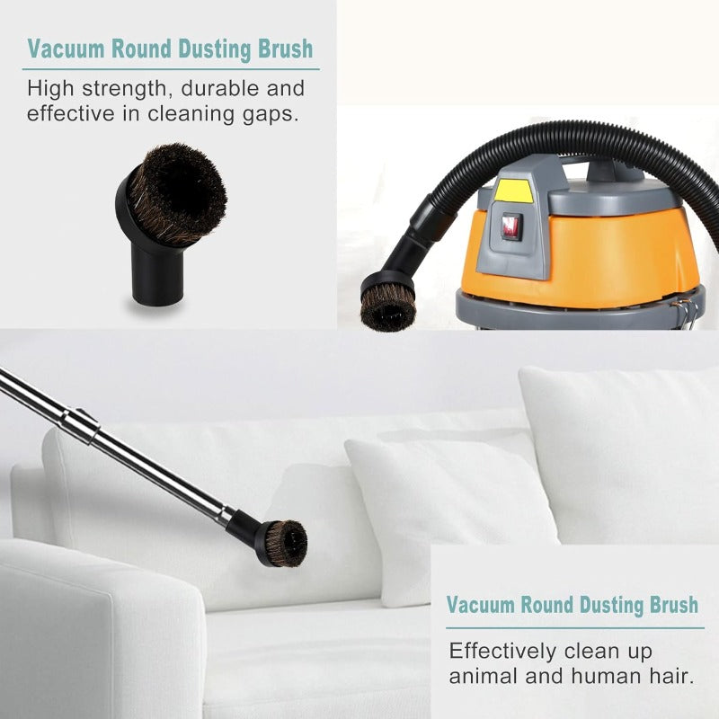 32mm Circular Dusting Brush with Rubber Grip Durable Plastic Vacuum Attachment for Sofa and Floor Cleaning