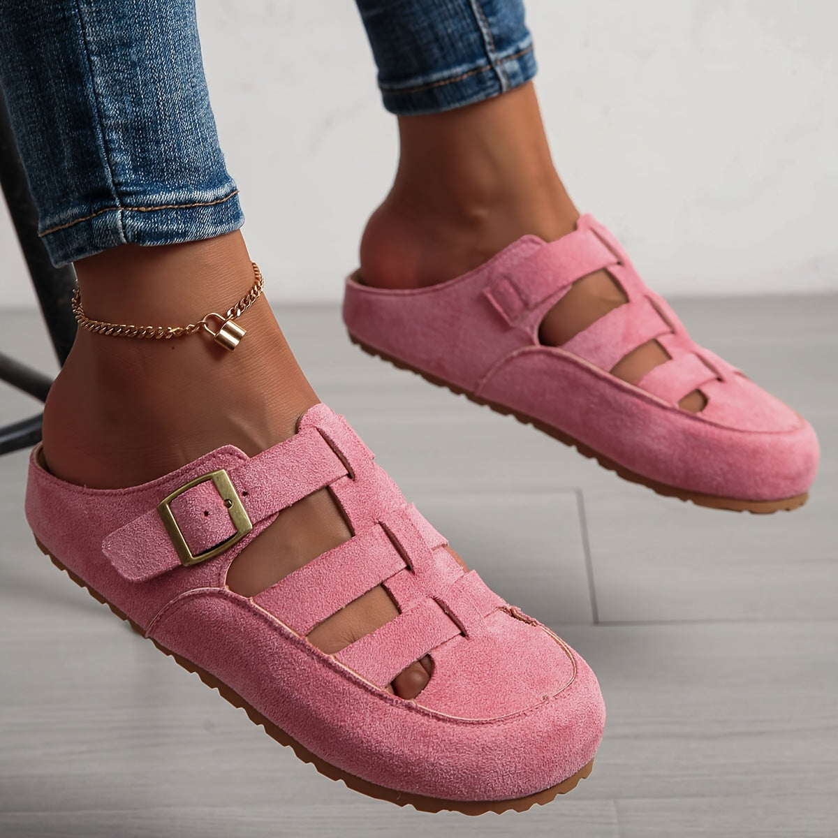 Women's Slip-On Mule Sandals Breathable Fabric Open-Toe Casual Summer