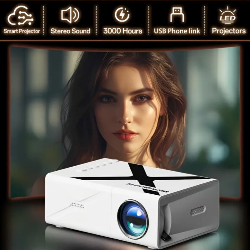 Mini portativ proyektor stereo ovoz, LED chiroq va HDMI bilan