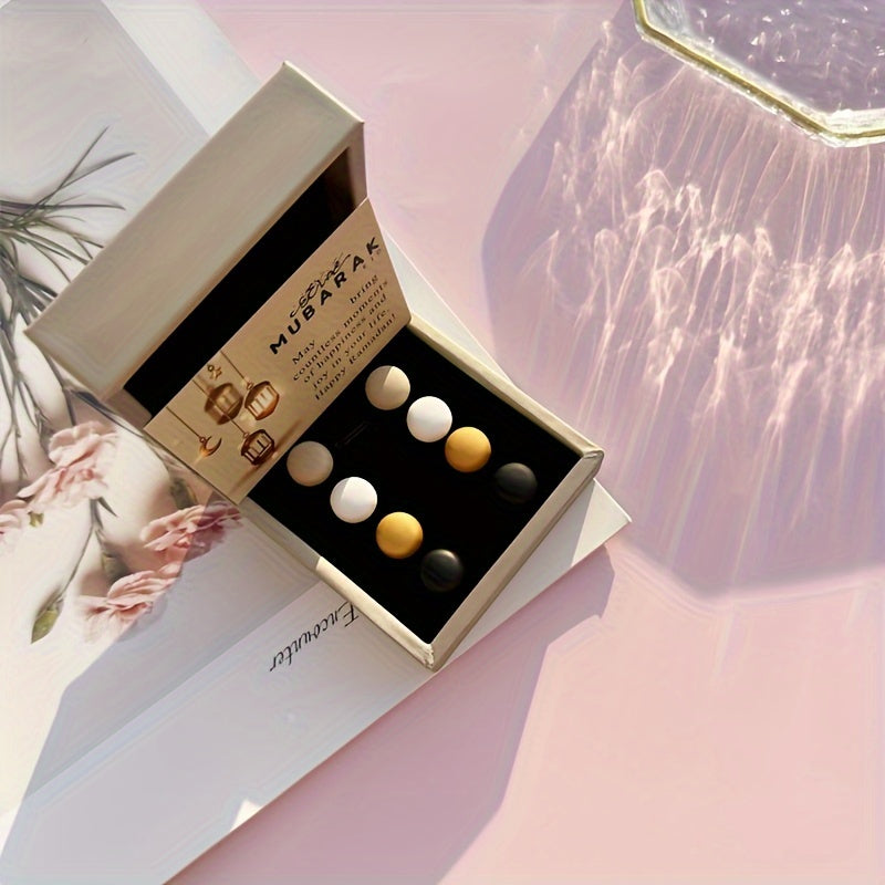 Set of 8 Elegant Alloy Hijab Pins and Brooches with Gift Box and Lantern Design