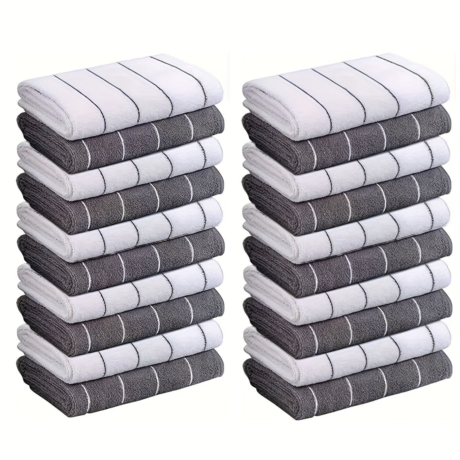 Set of 5 Microfiber Cleaning Towels Gray White Absorbent Quick-Drying Kitchen Bathroom