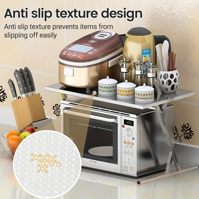 Stainless Steel Microwave Stand with Storage Rack Space-saving Kitchen Organizer