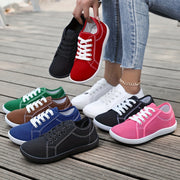Women's Breathable Canvas Casual Sneakers Wide Width Lace-Up All-Season Black and White
