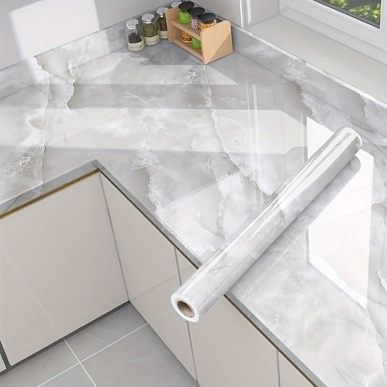 Self-Adhesive Waterproof Marble Wall Stickers for Kitchen Bathroom Renovation