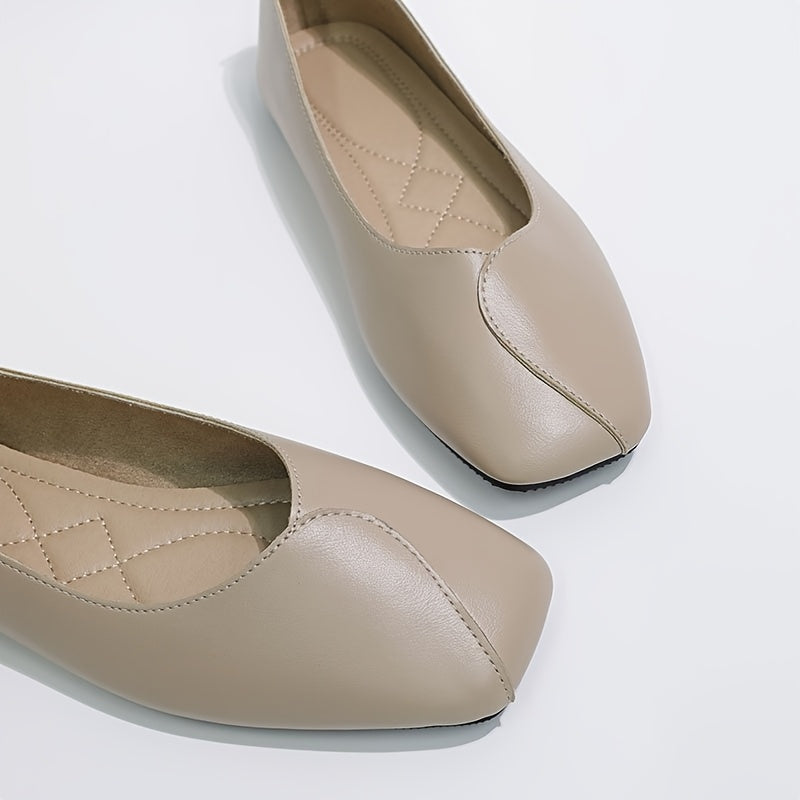 Женские балетки-лодочки с квадратным носком и ремешком на щиколотке в черном, коричневом и бежевом