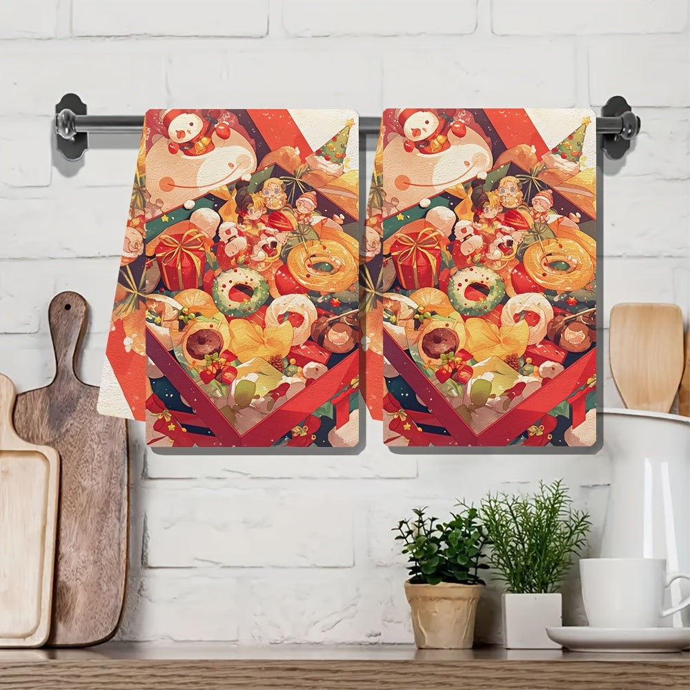Set of 2 Ultra Soft Kitchen Towels 16x24 Inches Absorbent Gift Box