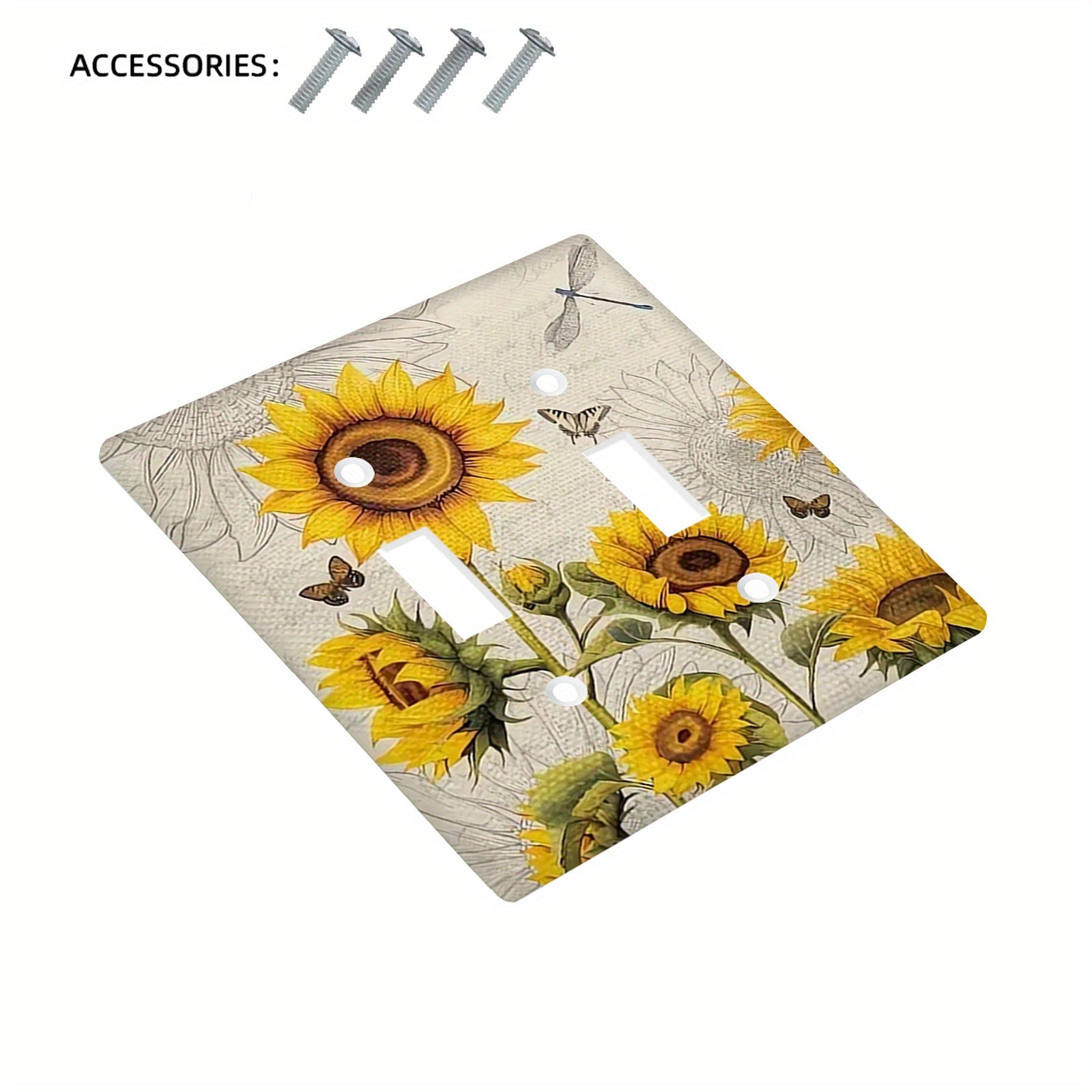 Sunflower Decorative Wall Plate Cover Country Style Easy to Clean for Bathroom and Bedroom Wall Decor