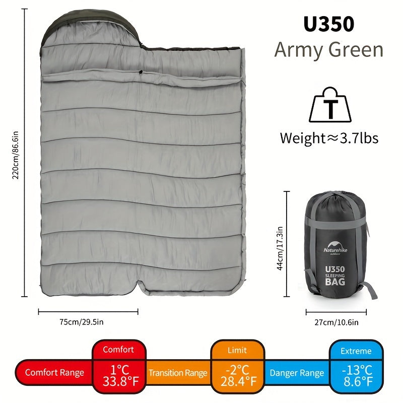 Thermal Envelope Sleeping Bag with Hood for 1 Person 20-39°F Polyester Synthetic