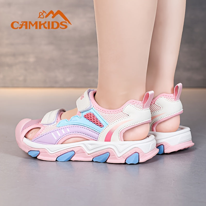 Kids Summer Sandals Breathable Mesh Non-Slip Toe-Collision Hook-and-Loop Outdoor Casual
