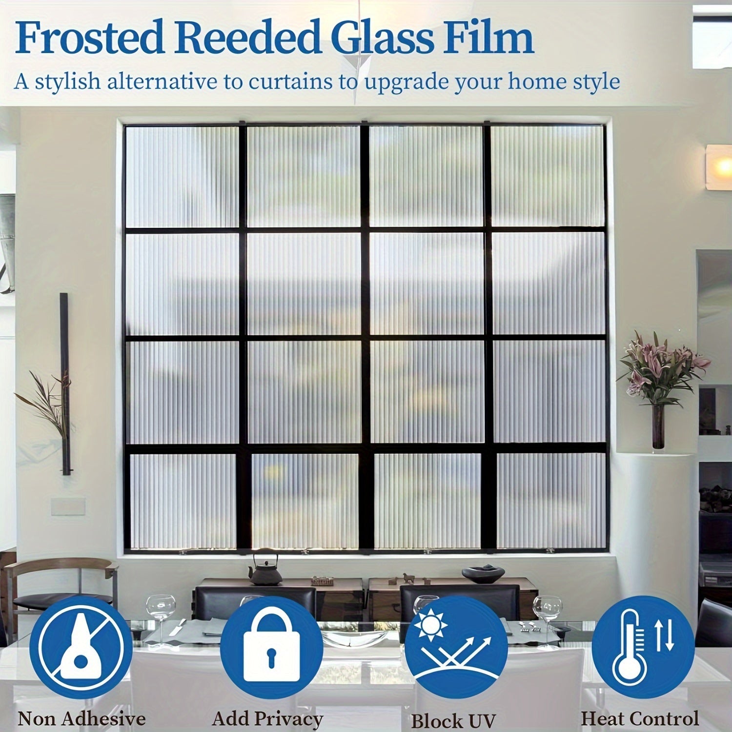 PVC Window Film 10mil Static Cling Glass Sticker for Bedroom Living Room Decor