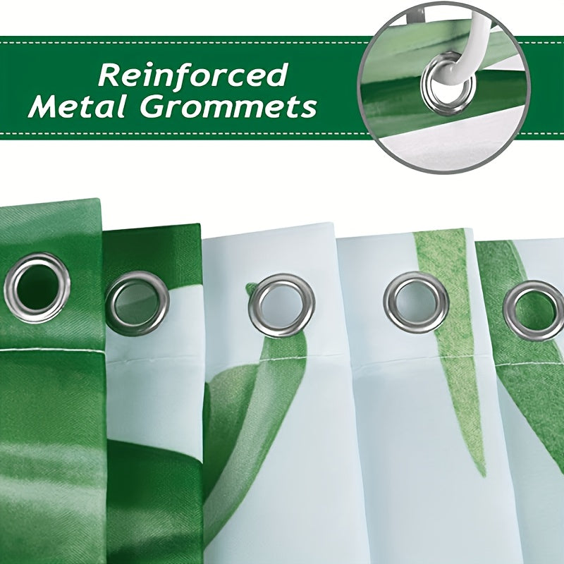 Waterproof Tropical Floral Shower Curtain with Hooks and Liner