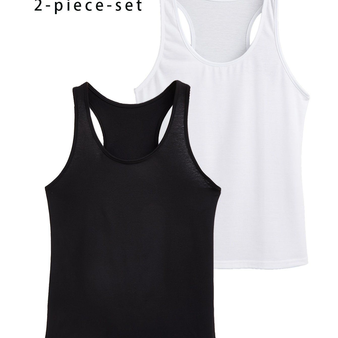 Women's Plus Size Casual Off-Shoulder Vest Set 2pcs Black White