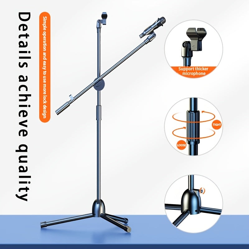 Premium Microphone Stand with Detachable Tripod Boom and Metal Base for Singing Speeches Performances