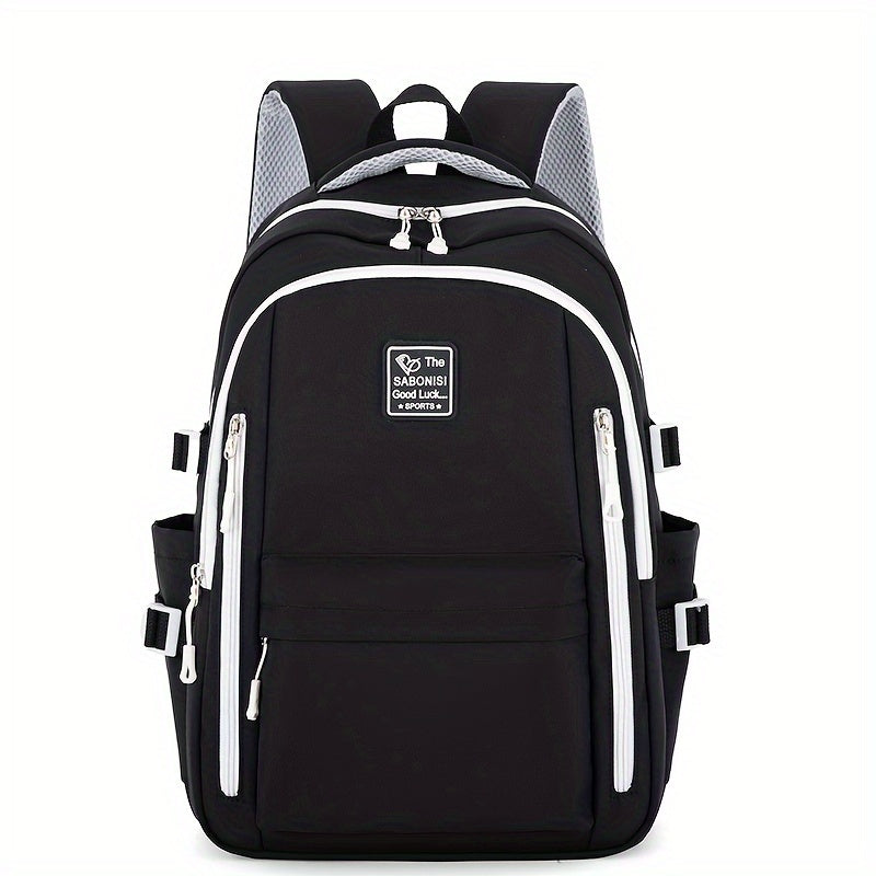 Two-Tone Water-Resistant Nylon Backpack for Students Casual Daypack with Organized Storage